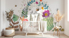 Design ZX0662 — Papier peint Lapin couronne fleurs hello enfant — Novomur