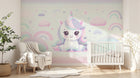 Papier peint Licorne Enfant Blanc - Sur mesure - Design A0009