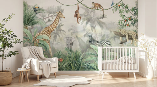 Design B021 — Papier peint Safari Jungle Animaux - Collection 2 — Novomur