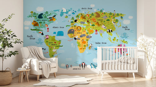 Design D0499 — Papier peint Carte du Monde Enfant — Novomur