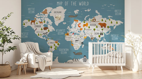 Design SD0326 — Papier peint Carte du Monde Enfant — Novomur