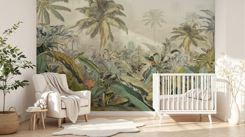 Design SK0265 — Papier peint Jungle Tropicale Dense Aquarelle — Novomur
