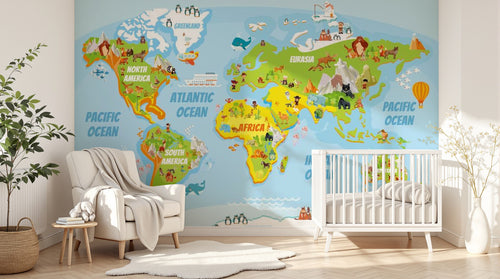 Design SK0340 — Papier peint Carte du Monde Enfant — Novomur