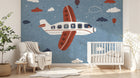 Design SL0046 — Papier peint Avion enfant animaux montgolfieres ciel — Novomur