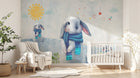 Design SL0213 — Papier peint Lapin blanc echarpe enfant aquarelle — Novomur