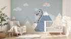 Design SL0445 — Papier peint Dinosaure mignon montagnes nuages cartoon — Novomur