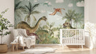 Design SL0485 — Papier peint Dinosaures jungle prehistorique aquarelle — Novomur