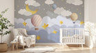Design SL0618 — Papier peint Montgolfieres nuages lune etoiles enfant — Novomur