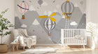 Design SL0788 — Papier peint Montgolfieres animaux montagnes scandinave — Novomur