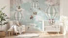 Design SL0792 — Papier peint Montgolfieres animaux ciel enfant — Novomur