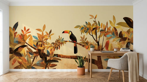 Design A0004 — Papier peint Palmier Tropical Vintage Sépia — Novomur