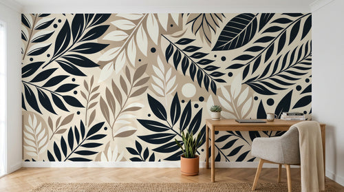 Design A0019 — Papier peint Botanique Feuilles Sombres — Novomur