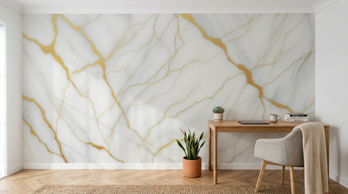 Design A0036 — Papier peint Marbre Blanc Classique - Collection 2 — Novomur
