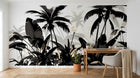 Design A0059 — Papier peint Palmier Tropical Noir et Blanc — Novomur