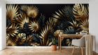 Design A0060 — Papier peint Palmier Tropical Doré Luxe - Collection 2 — Novomur
