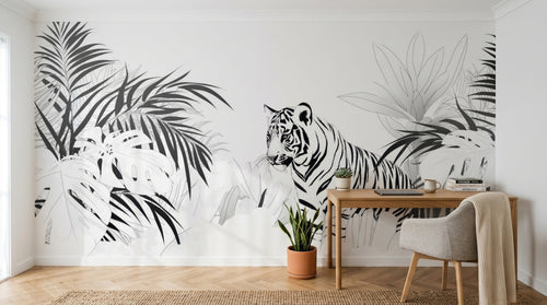 Design A0111 — Papier peint Jungle Enfant Tigre & Singes — Novomur