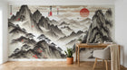 Design A0147 — Papier peint Asie Encre Noire Pagode — Novomur