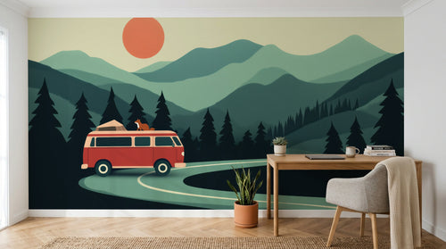 Design A0156 — Papier peint Paysage Montagne Minimaliste - Collection 2 — Novomur