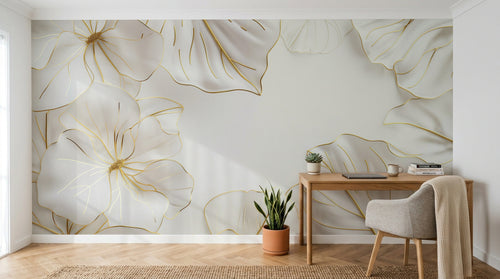 Design A0159 — Papier peint Art Déco Éventails et Or - Collection 1 — Novomur