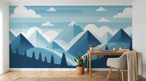 Design A0232 — Papier peint Paysage Montagne Minimaliste - Collection 2 — Novomur