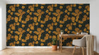 Papier peint Marbre Géométrique A0247 en situation — Terrazzo brun éclats ocre — Design A0247