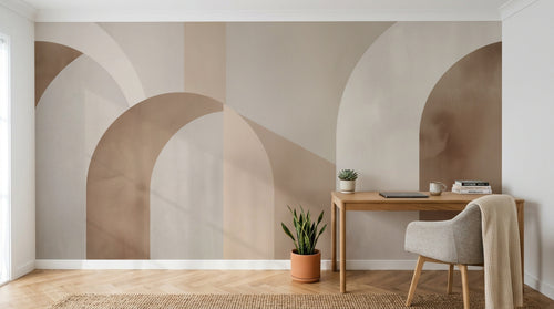 Design A0281 — Papier peint Art Abstrait Bauhaus Beige - Collection 2 — Novomur