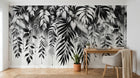 Design A0323 — Papier peint Palmier Tropical Noir et Blanc — Novomur