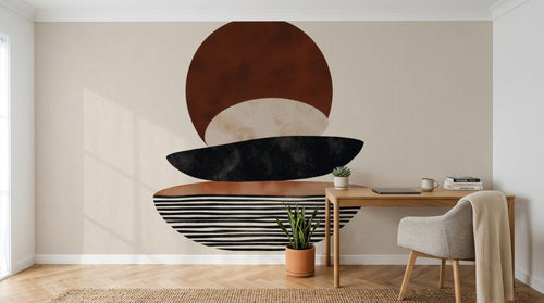 Design A0348 — Papier peint Art Abstrait Bauhaus Beige - Collection 2 — Novomur