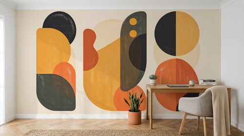 Design A0368 — Papier peint Art Abstrait Bauhaus Coloré - Collection 2 — Novomur