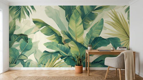 Design A0376 — Papier peint Palmier Tropical Vert - Collection 1 — Novomur