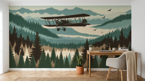 Design A0383 — Papier peint Avions et Véhicules Enfant — Novomur