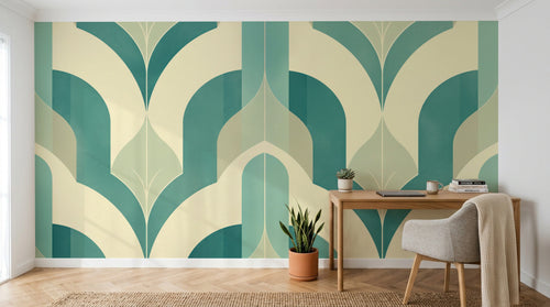 Design A0433 — Papier peint Art Déco Éventails et Or - Collection 1 — Novomur