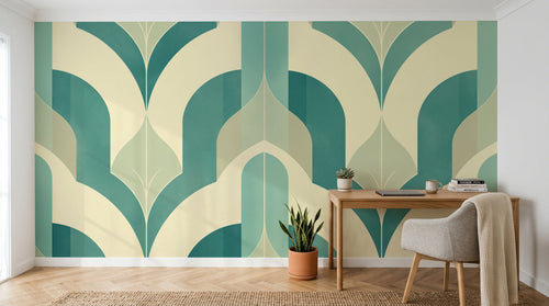 Design A0433 — Papier peint Art Déco Éventails et Or - Collection 1 — Novomur