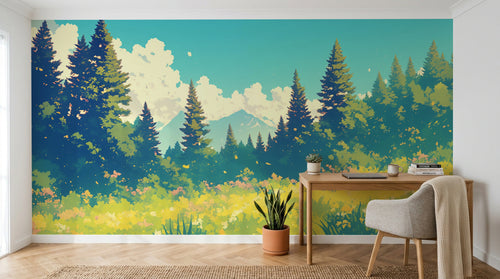 Design A0446 — Papier peint Forêt Pins et Sapins - Collection 2 — Novomur
