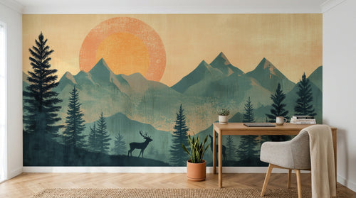 Design A0448 — Papier peint Paysage Montagne Minimaliste - Collection 1 — Novomur