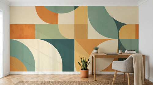 Design A0514 — Papier peint Art Abstrait Bauhaus Coloré - Collection 2 — Novomur