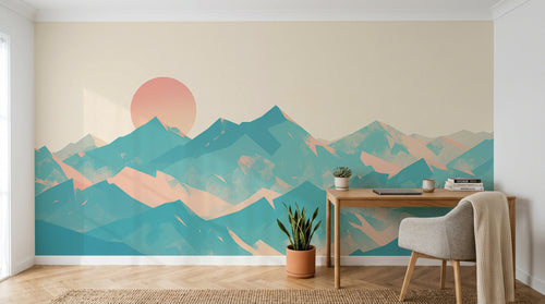 Design A0555 — Papier peint Paysage Montagne Minimaliste - Collection 2 — Novomur