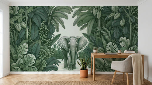 Design A0571 — Papier peint Jungle Tropicale Dense Aquarelle — Novomur
