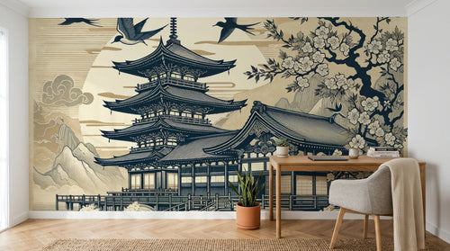 Design A0579 — Papier peint Mont Fuji et Hokusai — Novomur