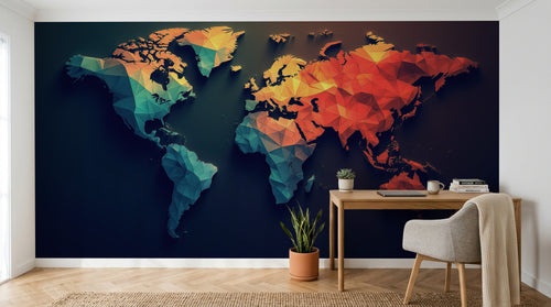 Design A0581 — Papier peint Carte du Monde — Novomur