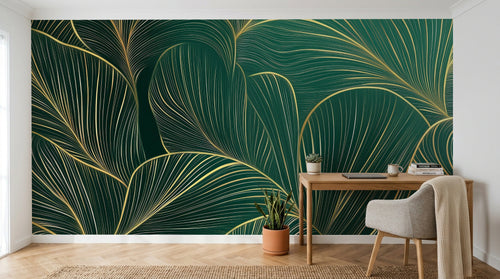 Design A0582 — Papier peint Art Déco Éventails et Or - Collection 1 — Novomur