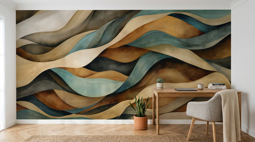 Design A0584 — Papier peint Art Abstrait Vagues et Lignes — Novomur