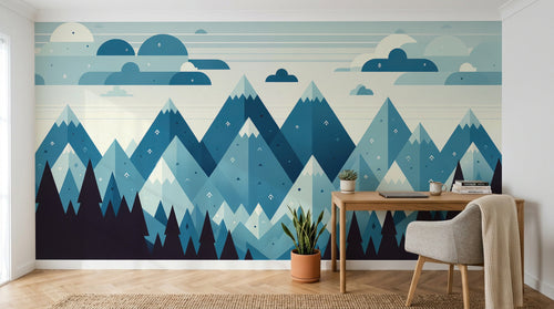 Design A0592 — Papier peint Paysage Montagne Minimaliste - Collection 2 — Novomur