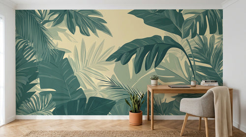 Design A0611 — Papier peint Palmier Tropical Vert - Collection 3 — Novomur