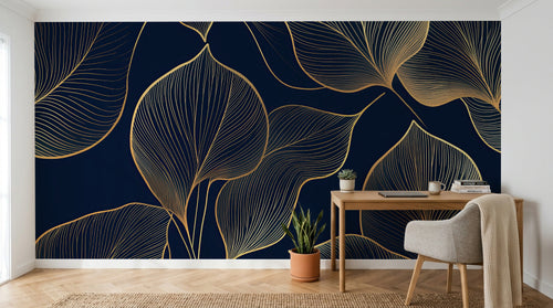 Design A0614 — Papier peint Art Déco Éventails et Or - Collection 1 — Novomur