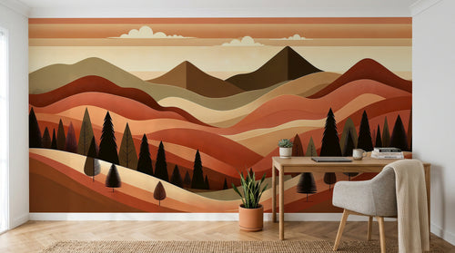 Design A0631 — Papier peint Paysage Montagne Minimaliste - Collection 1 — Novomur