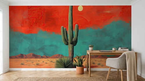 Design A0775 — Papier peint Paysage Désert et Cactus — Novomur