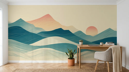 Design A0813 — Papier peint Paysage Montagne Minimaliste - Collection 1 — Novomur