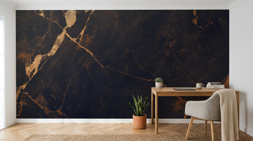 Design A0825 — Papier peint Marbre Noir et Or Luxe - Collection 1 — Novomur