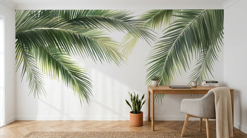 Design A0838 — Papier peint Palmier Tropical Vert - Collection 4 — Novomur